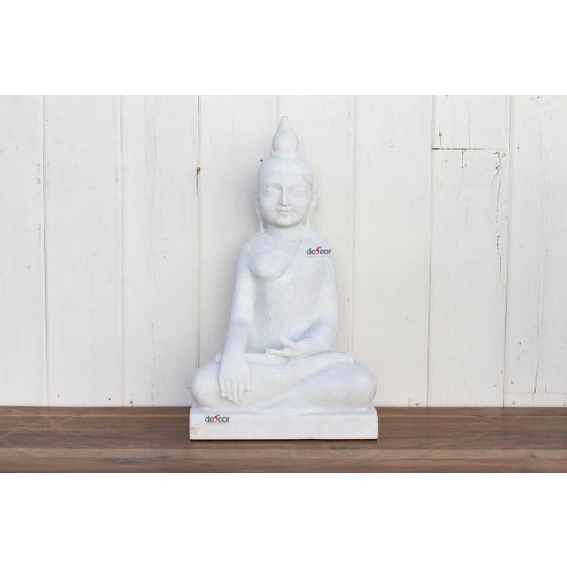 Tall Burmese Vayrasana Marble Buddha For Sale - Image 13 of 13