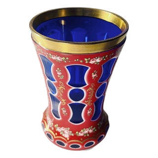 Bohemian Overlay Crystal and Glass Vase, 19th Century For Sale