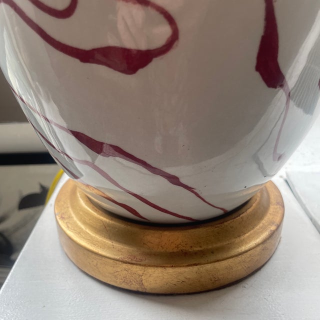 Contemporary Bunny Williams Red Marbleized Lamp For Sale - Image 3 of 9
