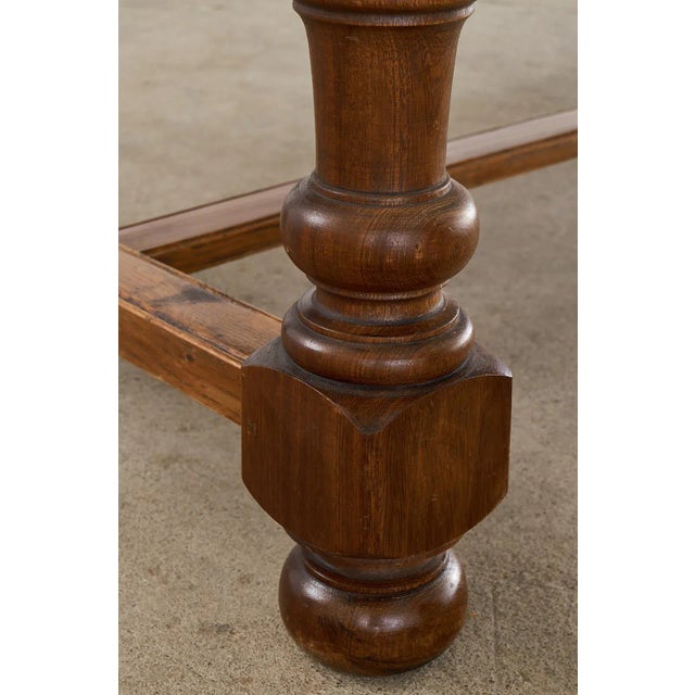 Country English Provincial Oak Farmhouse Trestle Dining Table For Sale - Image 10 of 12