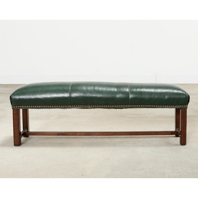 Early 20th Century Elongated Georgian Style Mahogany Leather Footstool For Sale - Image 5 of 18