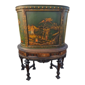Antique Chinoiserie Curio Cabinet Hutch Vitrine Breakfront Vernis Martin Style