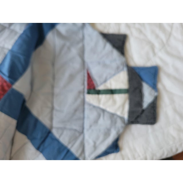 Blue Nautica Lighthouse Patchwork Quilt For Sale - Image 8 of 8