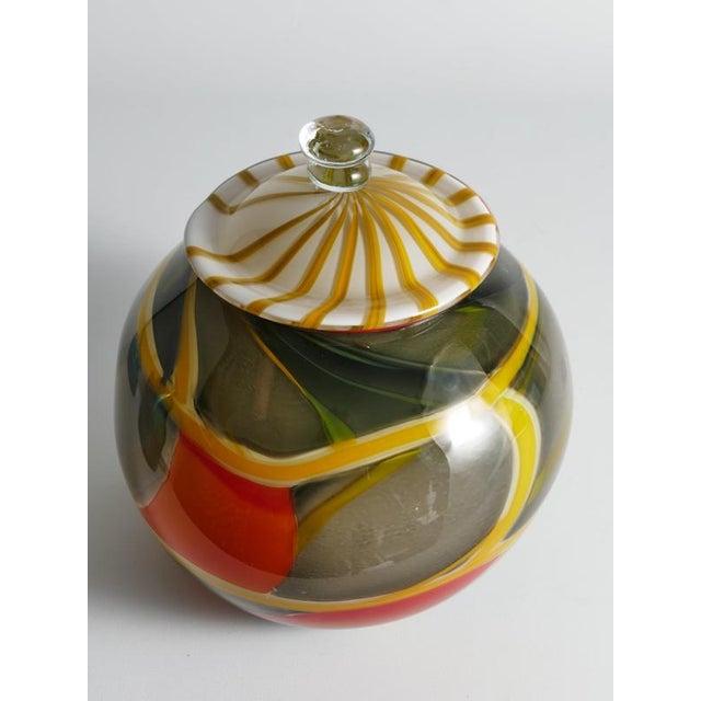 Large Studio Glass Lidded Jar by Ragnar Klenell, Sweden, 2012 For Sale - Image 15 of 18