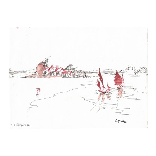 Ivy Attwell Singapore Coast Drawing For Sale