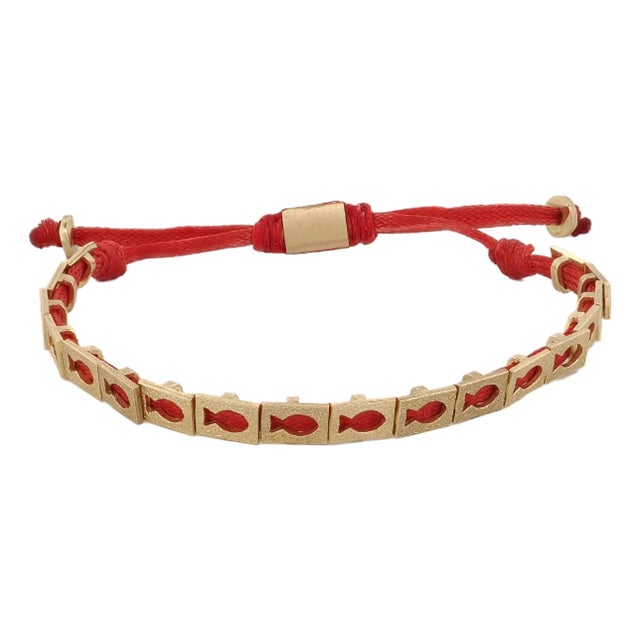 Lucky Fish Red Woven Unisex String Bracelet For Sale