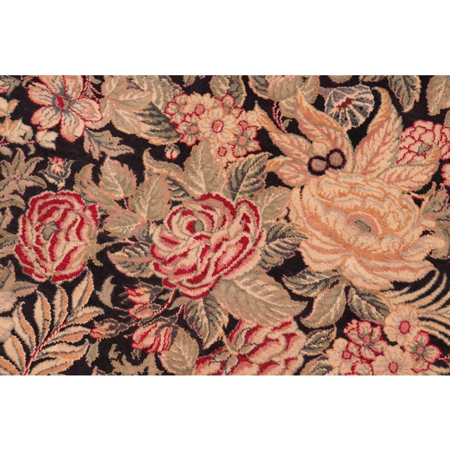 Boho Chic 1990's Floral Pak-Persian Black/Black Wool Rug - 10'1'' X 13'7'' For Sale - Image 4 of 9