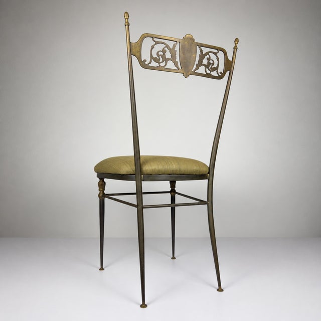 Mid-Century Modern Vintage Decorative Brass Chairs, Italy, 1950s, Set of 2 For Sale - Image 3 of 18