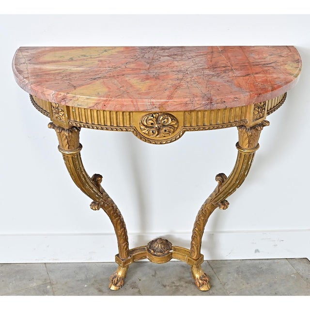 French 19th Century Giltwood Marble-top Wall Console For Sale - Image 4 of 12