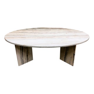 Large Italian Sculptural Stone Oval Arabescato Rosso Marble Dining Table, 1970s For Sale
