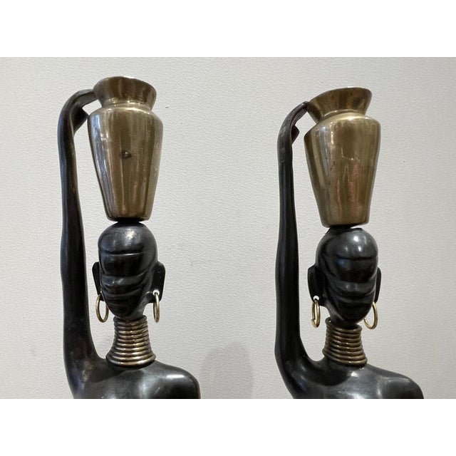 Black Water Carriers Statuettes attributed to Karl Hagenauer, 1970s, Set of 2 For Sale - Image 8 of 12