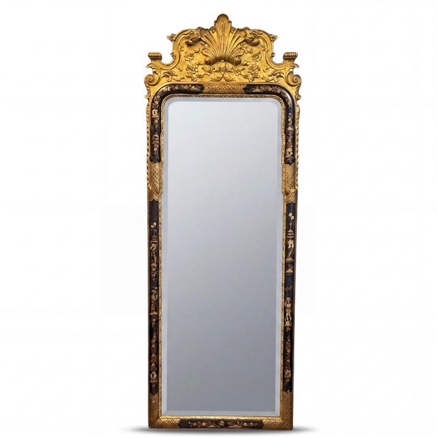 Md-Century Italian English Georgian Style Trumeau Giltwood Chinoiserie Mirror For Sale - Image 12 of 12