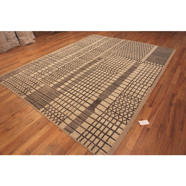 Tribal Geometric Modern Brown and Cream Rug, Country of Origin: Central Asia, Circa date: Modern Rugs