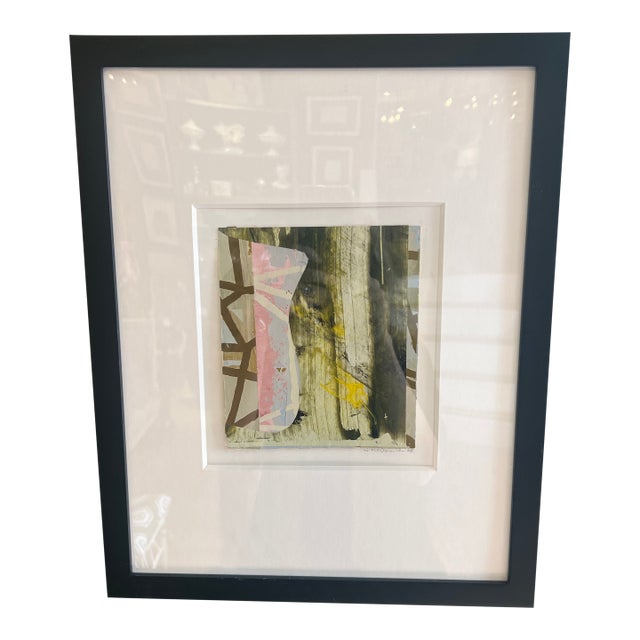 Framed Signed Abstract Mixed Media Painting For Sale