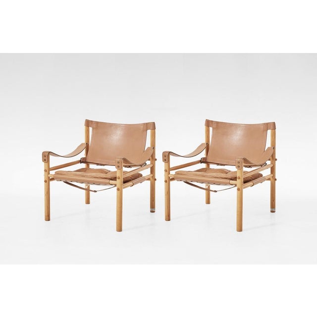 Beige Vintage Tan Leather Scirocco Safari Lounge Chairs by Arne Norell for Arne Norell Ab, 1960s, Set of 2 For Sale - Image 8 of 8