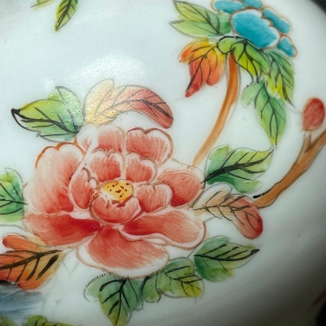 Vintage Chinese Painted Glass Vase With Rooster and Peony - "Success & Prosperity" Motif For Sale In Los Angeles - Image 6 of 9