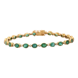 18k Yellow Gold 13.5cts Emerald and Diamond Tennis Bracelet