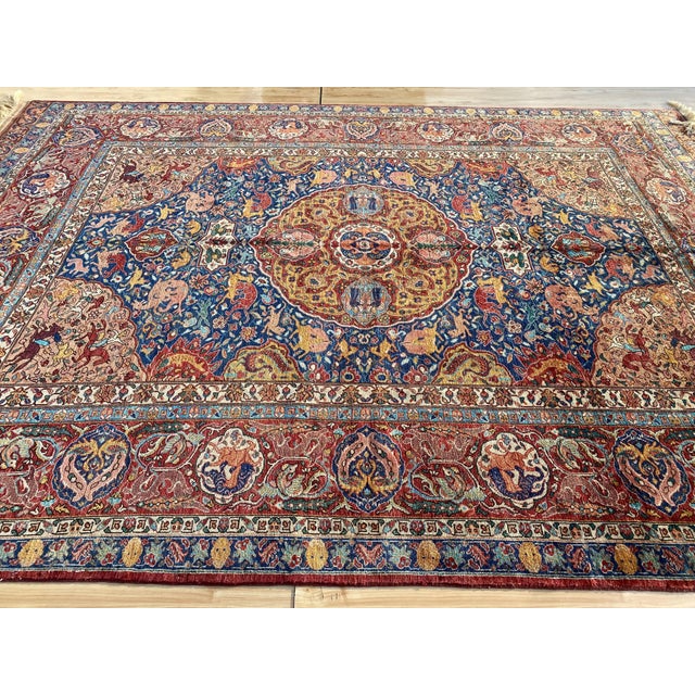 Persian Vintage Persian Hunting Design Medallion Rug For Sale - Image 3 of 9