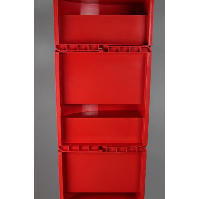 Vintage Jeep Modular Red Plastic Shelving Unit by De Pas, Durbino & Lomazzi for Bonacina, Italy, 1970s, Set of 6 For Sale - Image 6 of 14