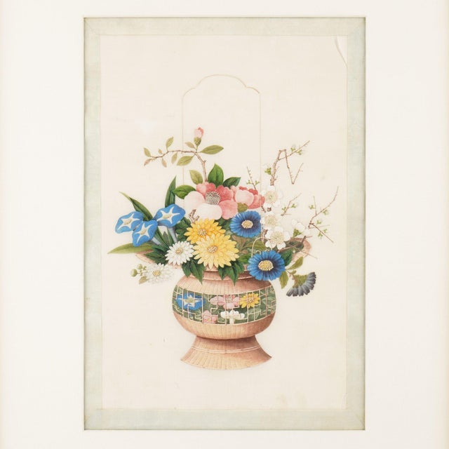 Pair of Chinese Botanical Paintings by Sunqua, C. 1800-50 For Sale - Image 9 of 12