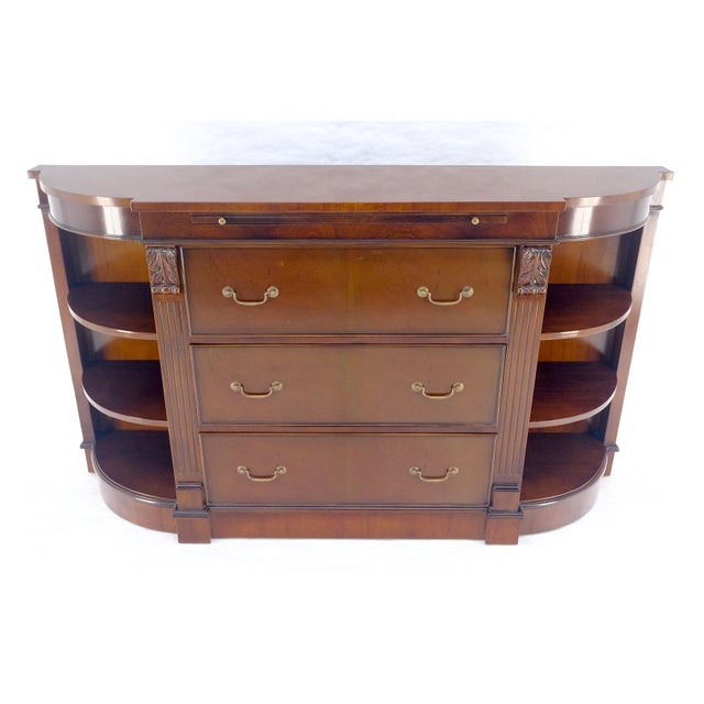 Mahogany c1940s 3 Drawer Shelves Sideboard Credenza Console MINT For Sale - Image 11 of 18