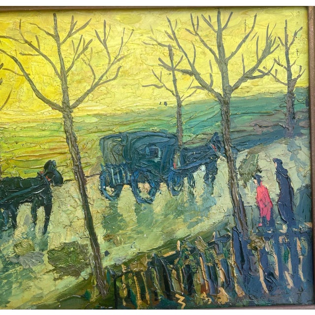 Campaign Painting "On the Road to the Saints" Oil on Canvas Signed E. Bellini, France 1935 For Sale - Image 3 of 11