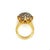 Vintage Retro 22K Carved Yellow Gold and Round Ball Diamond Cluster Ring, Size 6.5 For Sale - Image 4 of 8