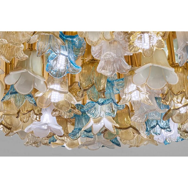 Contemporary Lively Floreal Multicolor Murano Glass Gold Flush Mount by Simoeng for Simoeng For Sale - Image 3 of 6