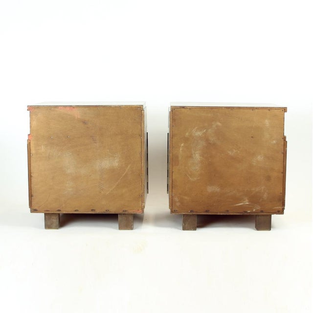 Art Deco Bedside Tables in Walnut, Czechoslovakia, 1930s, Set of 2 For Sale - Image 13 of 14