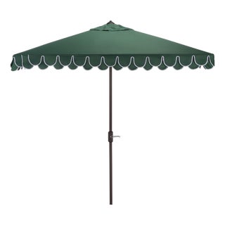 Elegant Valance 7.5 Ft Square Umbrella, Hunter Green With White Trim For Sale