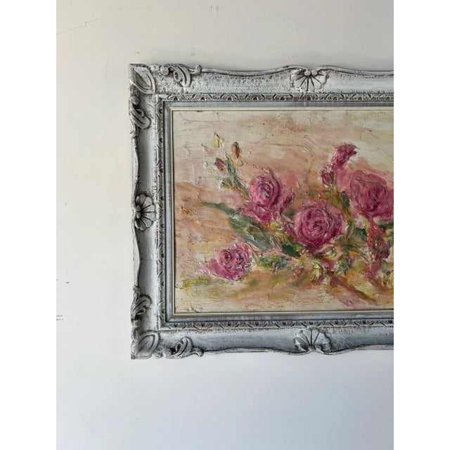 1970s 70's V Muoio Heavy Impasto Impressionist Still Life Painting For Sale - Image 5 of 12