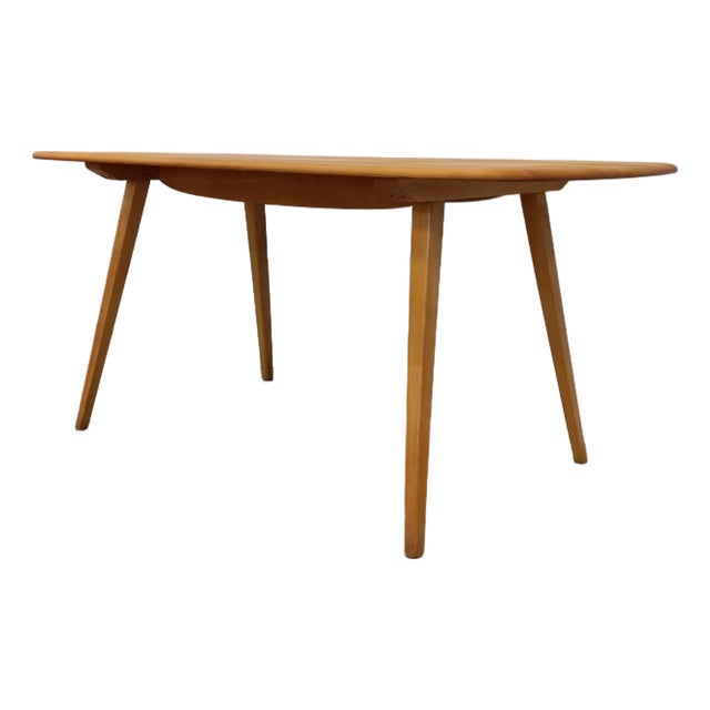 Vintage Ercol Attributed Mid Century Modern Plank Dining Table For Sale