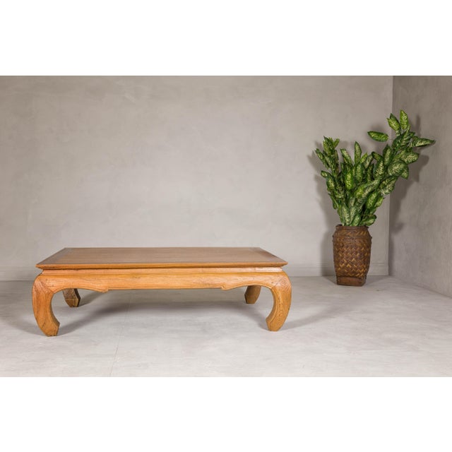 Brown Natural Wood Chow Leg Coffee Table with Carved Apron, Vintage For Sale - Image 8 of 12