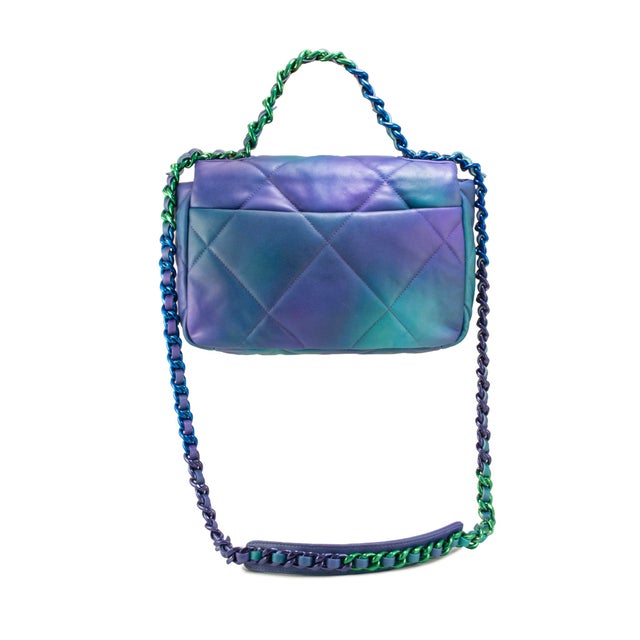 Animal Skin Chanel 19 Medium Tie-Dye Quilted Calfskin Mixed Chain Shoulder Bag For Sale - Image 7 of 12