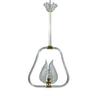 White Murano Pendant Light with Leaves For Sale
