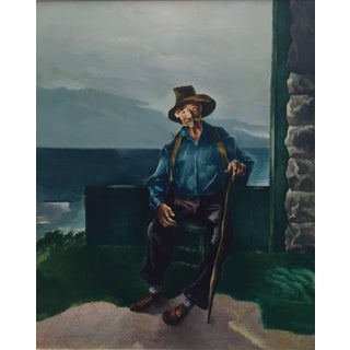 William S. Schwartz, Portrait of an Old Man with Cane, Important Chicago Modernist WPA Artist, c. 1940 For Sale