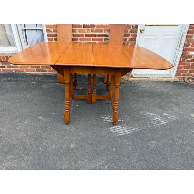 Vintage Art Decor Style Solid Hard Rock Maple Butter Fly Leave Dining Table For Sale - Image 13 of 16