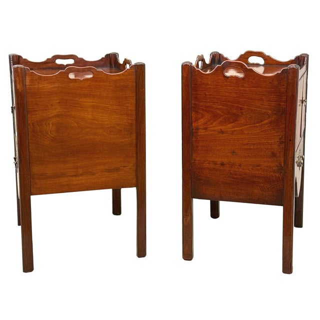 Brown Antique Georgian Mahogany Nightstands, 1770, Set of 2 For Sale - Image 8 of 14