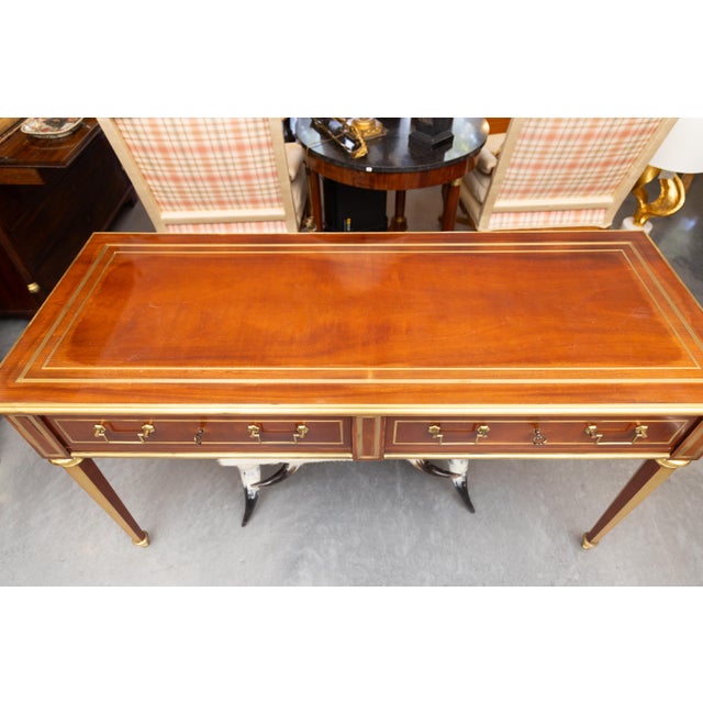 Vintage Mahogany Brass-Bound Two Drawer Desk / Sofa Table For Sale - Image 9 of 10