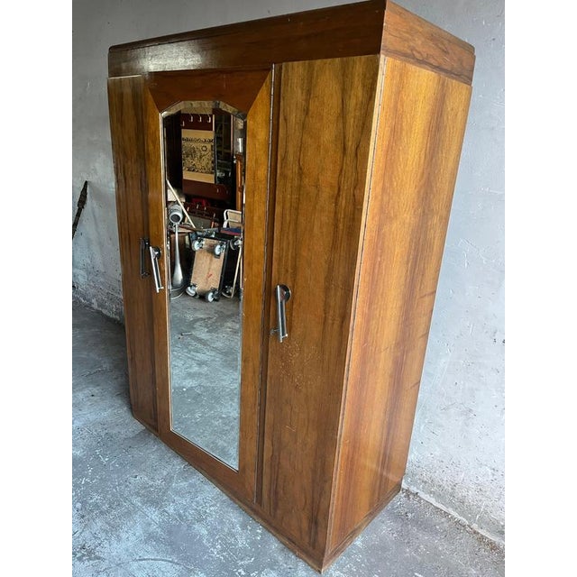 Brown Art Deco Wardrobe with Mirror, 1930s For Sale - Image 8 of 13
