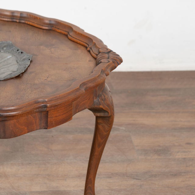 Brown Early 20th Century Danish Round Coffee Table With Removable Tray For Sale - Image 8 of 13
