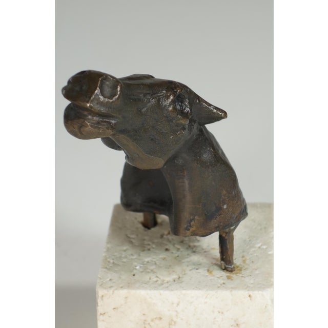 1970s Bruno Cassinari, Horse Head Sculpture, 1970s, Bronze on Travertine Base For Sale - Image 5 of 8