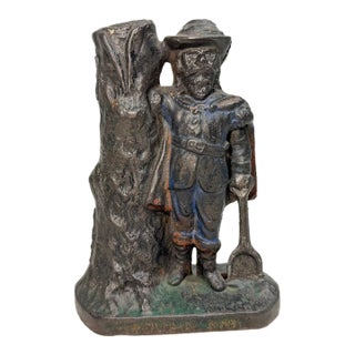 Rare Antique 1901 Cast Iron Captain Kidd Ives, Blodgett & Clapp Still Coin Bank For Sale