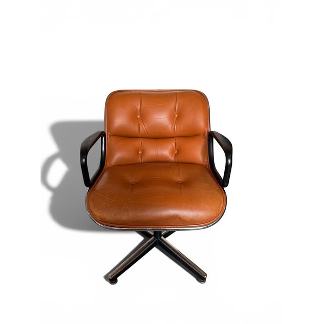 Vintage Camel Leather Executive Chair attributed to Charles Pollock for Knoll, 1970s For Sale - Image 10 of 10