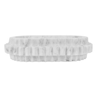 Matthew Izzo Home Lilibet Oval Marble Tray For Sale