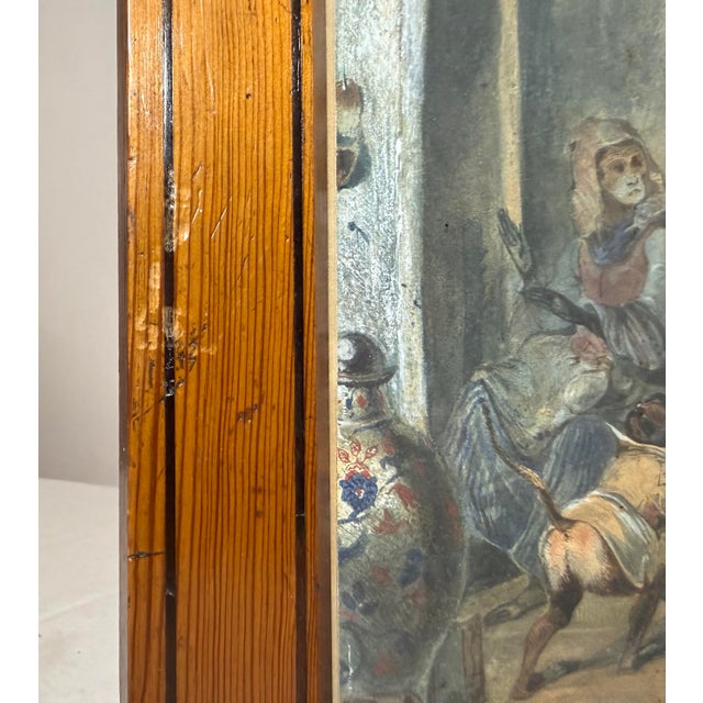Antique 1800's August L Anthropomorphic Monkeys in a Kitchen Watercolor Painting For Sale - Image 14 of 14