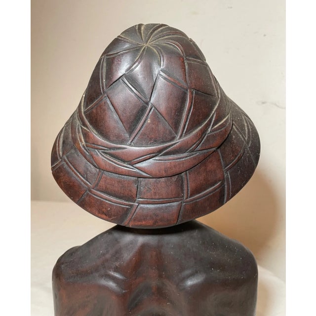 1930s Hand Carved Wooden Balinese Elder Old Man Bust Sculpture Statue Bust For Sale - Image 9 of 13