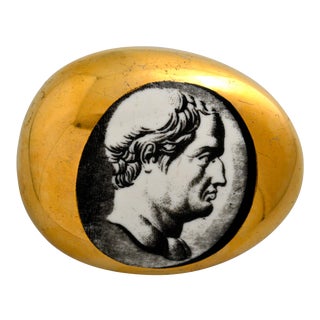 Vintage Piero Fornasetti Porcelain Roman Bust Paperweight For Sale