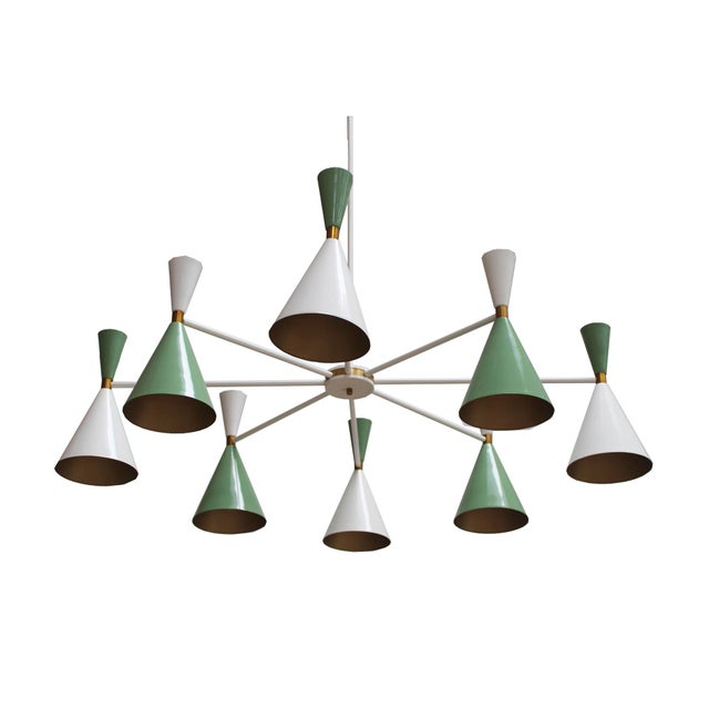 Spanish White and Green Lacquered Suspension Lamp For Sale - Image 6 of 6