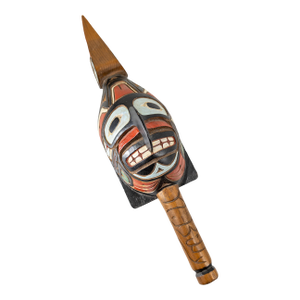 Mid-Century Northwest Coast Native American Indian Carved Cedar Rattle